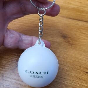 Coach White and Green Keychain
